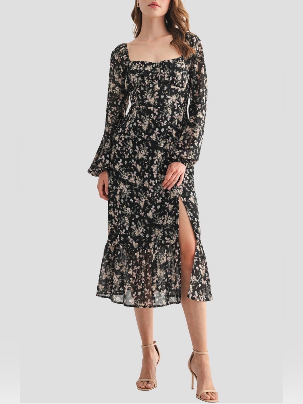 All in Favor Floral Smocked Midi Dress: NWT SZ S